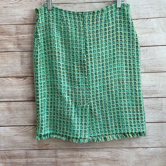TIBI WOOL BLEND BASKETWEAVE PENCIL SKIRT IN GREEN‎ - Picture 7 of 7
